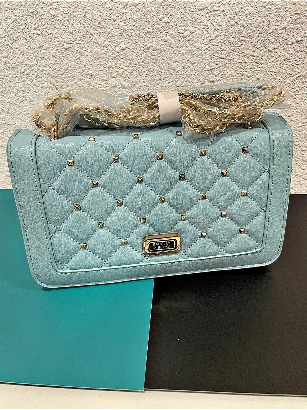 Badgley Mischka Crossbody with Square Studs Blue